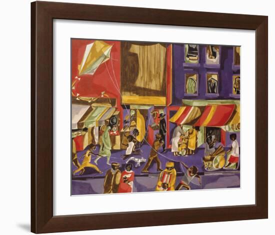 Street Scene (Boy with Kite), 1962-Jacob Lawrence-Framed Art Print