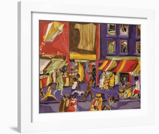 Street Scene (Boy with Kite), 1962-Jacob Lawrence-Framed Art Print