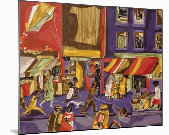 Street Scene (Boy with Kite), 1962-Jacob Lawrence-Mounted Art Print