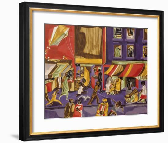 Street Scene (Boy with Kite), 1962-Jacob Lawrence-Framed Giclee Print