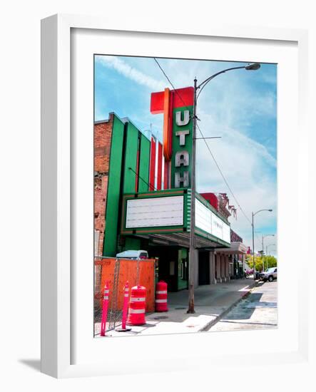 Street Scene in America with Vintage Neon Sign-Salvatore Elia-Framed Photographic Print