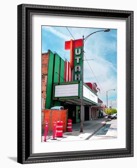Street Scene in America with Vintage Neon Sign-Salvatore Elia-Framed Photographic Print