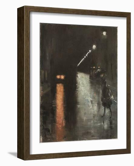 Street Scene in Berlin at Night (Leipziger Strasse?), C.1920 (Oil on Canvas)-Lesser Ury-Framed Giclee Print