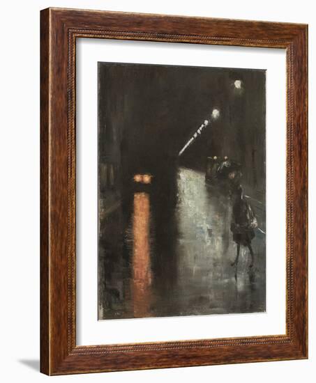 Street Scene in Berlin at Night (Leipziger Strasse?), C.1920 (Oil on Canvas)-Lesser Ury-Framed Giclee Print