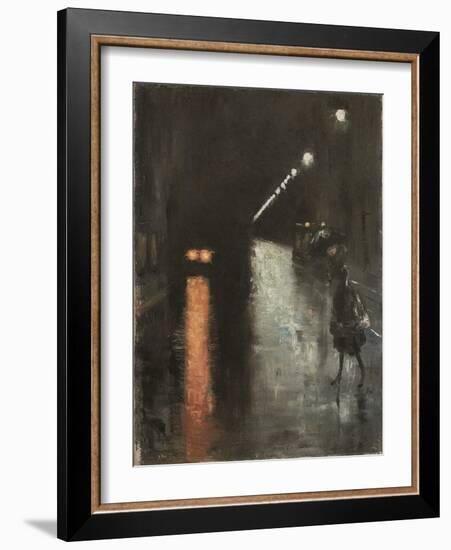 Street Scene in Berlin at Night (Leipziger Strasse?), C.1920 (Oil on Canvas)-Lesser Ury-Framed Giclee Print