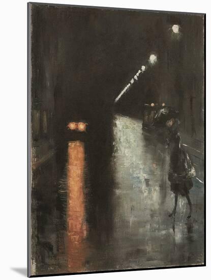 Street Scene in Berlin at Night (Leipziger Strasse?), C.1920 (Oil on Canvas)-Lesser Ury-Mounted Giclee Print