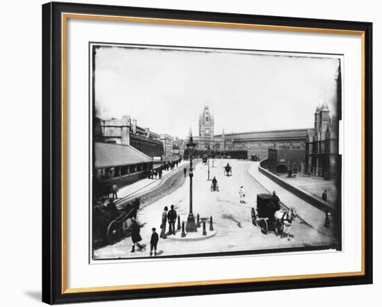 Street Scene in Bristol, Including Train Station in the Background-null-Framed Photographic Print