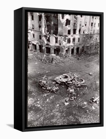 Street Scene in Budapest During First Aftermath of Fighting Against Soviet-Backed Regime-null-Framed Premier Image Canvas