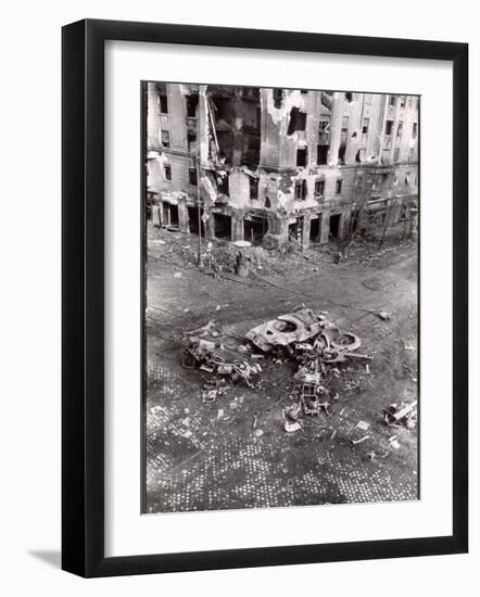 Street Scene in Budapest During First Aftermath of Fighting Against Soviet-Backed Regime-null-Framed Photographic Print