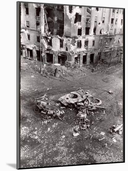 Street Scene in Budapest During First Aftermath of Fighting Against Soviet-Backed Regime-null-Mounted Photographic Print