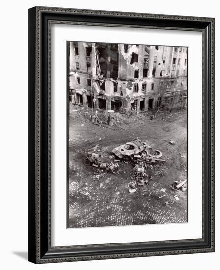 Street Scene in Budapest During First Aftermath of Fighting Against Soviet-Backed Regime-null-Framed Photographic Print