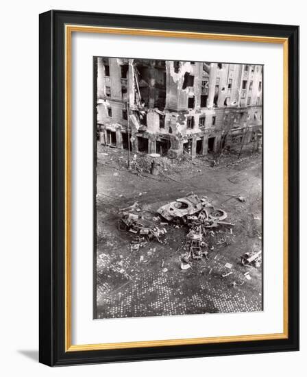 Street Scene in Budapest During First Aftermath of Fighting Against Soviet-Backed Regime-null-Framed Photographic Print