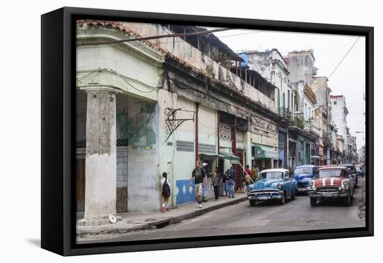 Street Scene in Centro Havana, Havana, Cuba, West Indies, Caribbean, Central America-Yadid Levy-Framed Premier Image Canvas