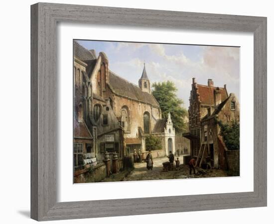 Street Scene in Delft-Willem Koekkoek-Framed Giclee Print