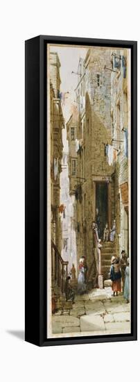 Street Scene in Edinburgh-Louise J. Rayner-Framed Premier Image Canvas