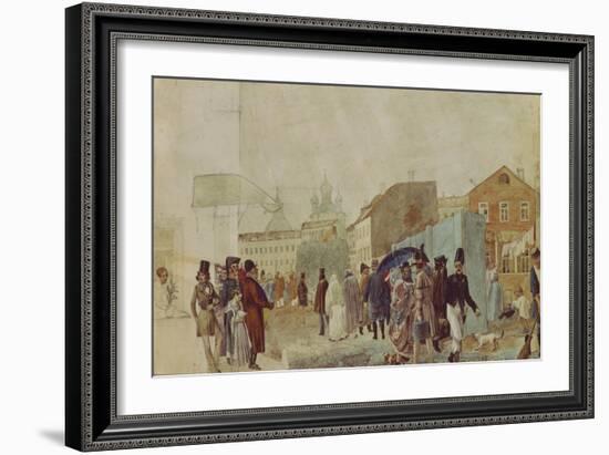 Street Scene in Moscow During the Rain, 1837-Pavel Andreyevich Fedotov-Framed Giclee Print