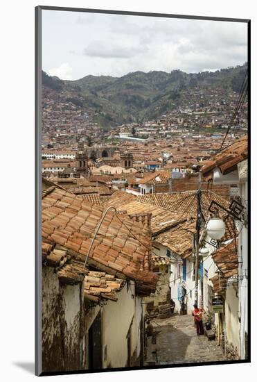 Street Scene in San Blas Neighbourhood with a View over the Rooftops of Cuzco, Peru, South America-Yadid Levy-Mounted Photographic Print