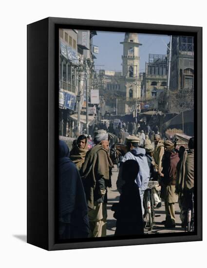 Street Scene in the Bazaar, Peshawar, North West Frontier Province, Pakistan, Asia-Robert Harding-Framed Premier Image Canvas