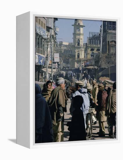 Street Scene in the Bazaar, Peshawar, North West Frontier Province, Pakistan, Asia-Robert Harding-Framed Premier Image Canvas