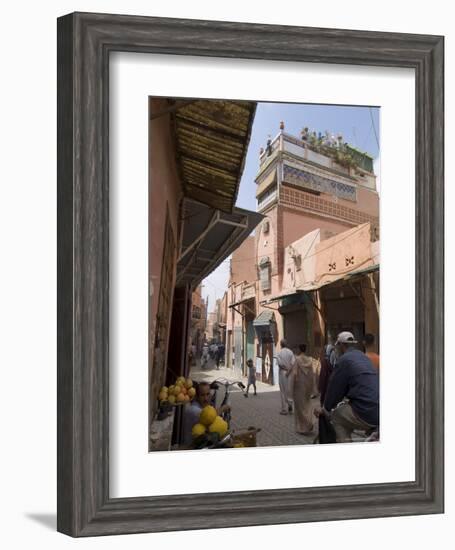 Street Scene Near the Bab Debbagh, One of Marrakech's City Gates, Marrakech, Morocco-Ethel Davies-Framed Photographic Print