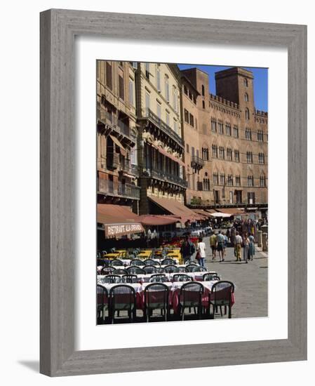 Street Scene of Cafes on the Piazza Del Campo in Siena, UNESCO World Heritage Site, Tuscany, Italy-Groenendijk Peter-Framed Photographic Print