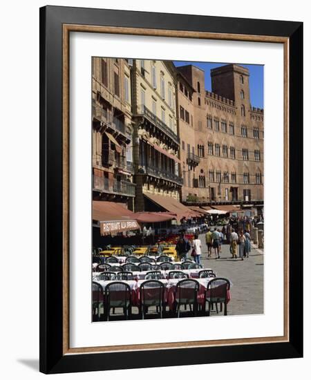 Street Scene of Cafes on the Piazza Del Campo in Siena, UNESCO World Heritage Site, Tuscany, Italy-Groenendijk Peter-Framed Photographic Print