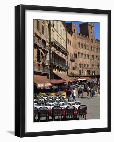 Street Scene of Cafes on the Piazza Del Campo in Siena, UNESCO World Heritage Site, Tuscany, Italy-Groenendijk Peter-Framed Photographic Print