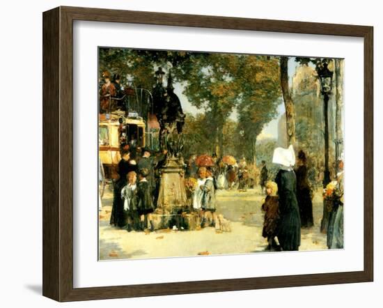 Street Scene, Paris, 1887-Childe Hassam-Framed Giclee Print