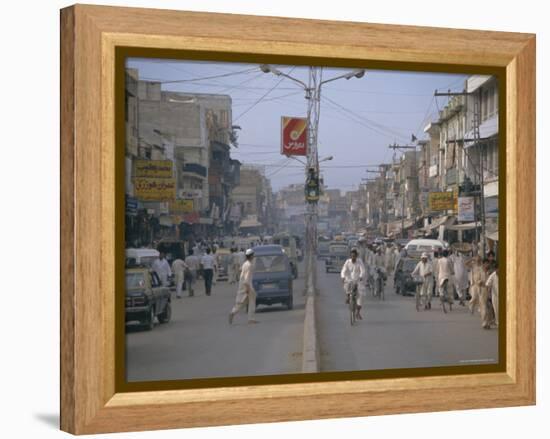 Street Scene, Rajah Bazaar, Rawalpindi, Punjab, Pakistan-David Poole-Framed Premier Image Canvas