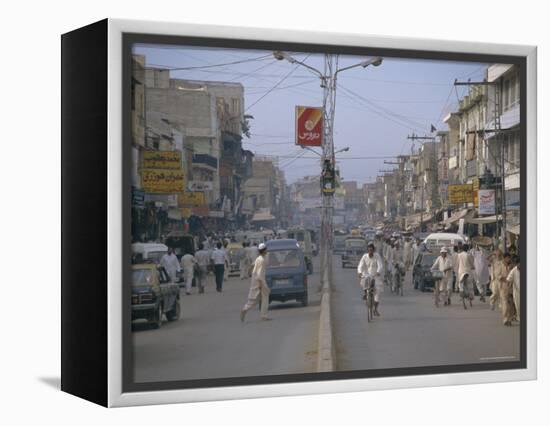 Street Scene, Rajah Bazaar, Rawalpindi, Punjab, Pakistan-David Poole-Framed Premier Image Canvas