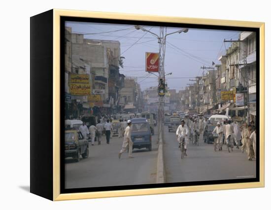 Street Scene, Rajah Bazaar, Rawalpindi, Punjab, Pakistan-David Poole-Framed Premier Image Canvas