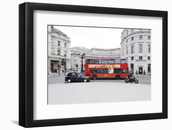 Street Scene, Red Double-Decker Bus, Roundabout, Charing Cross, Trafalgar Square-Axel Schmies-Framed Photographic Print