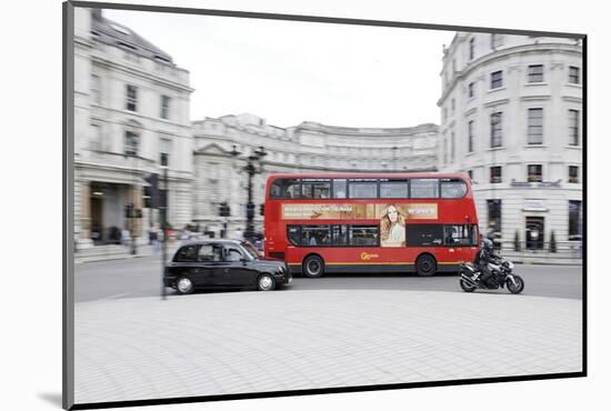 Street Scene, Red Double-Decker Bus, Roundabout, Charing Cross, Trafalgar Square-Axel Schmies-Mounted Photographic Print