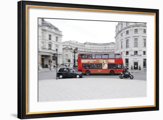 Street Scene, Red Double-Decker Bus, Roundabout, Charing Cross, Trafalgar Square-Axel Schmies-Framed Photographic Print