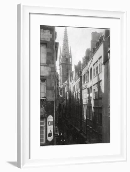 Street Scene, Showing the Cathedral Spire, St Malo, Brittany, France, 20th Century-null-Framed Photographic Print