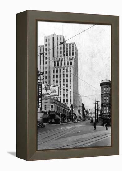 Street Scene - Tacoma, WA-Lantern Press-Framed Stretched Canvas