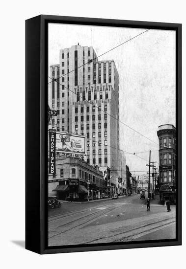 Street Scene - Tacoma, WA-Lantern Press-Framed Stretched Canvas