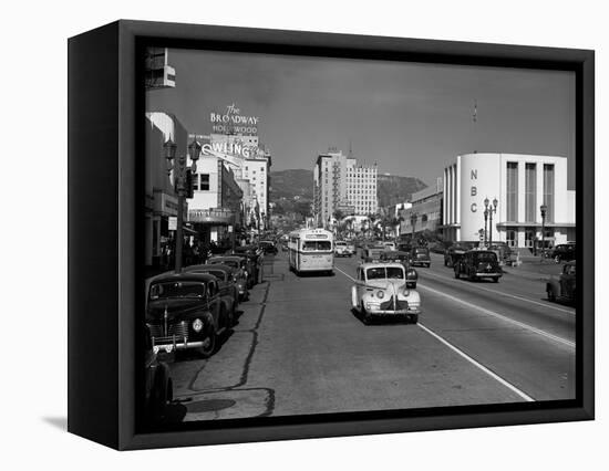 Street Scene View Down Vine Street NBC Studio the Broadway Hotel Near Sunset Boulevard Hollywood-null-Framed Premier Image Canvas