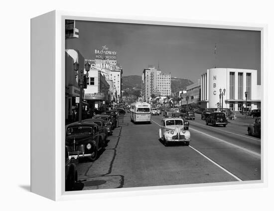 Street Scene View Down Vine Street NBC Studio the Broadway Hotel Near Sunset Boulevard Hollywood-null-Framed Premier Image Canvas