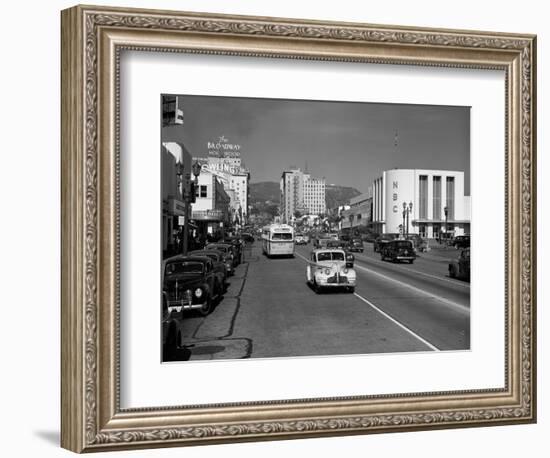 Street Scene View Down Vine Street NBC Studio the Broadway Hotel Near Sunset Boulevard Hollywood-null-Framed Photographic Print