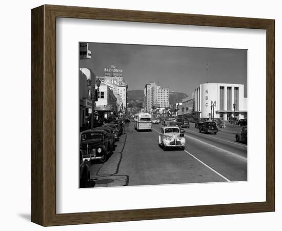 Street Scene View Down Vine Street NBC Studio the Broadway Hotel Near Sunset Boulevard Hollywood-null-Framed Photographic Print