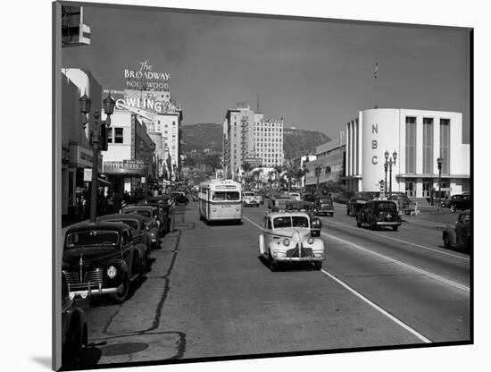 Street Scene View Down Vine Street NBC Studio the Broadway Hotel Near Sunset Boulevard Hollywood-null-Mounted Photographic Print