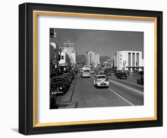 Street Scene View Down Vine Street NBC Studio the Broadway Hotel Near Sunset Boulevard Hollywood-null-Framed Photographic Print