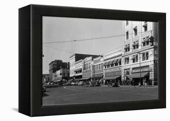 Street Scene, View of JC Penney's - Yakima, WA-Lantern Press-Framed Stretched Canvas