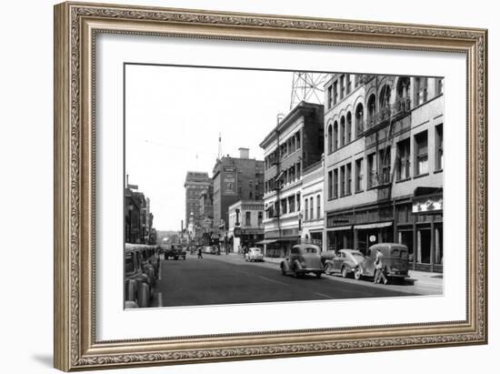 Street Scene, View of the Victoria Hotel - Spokane, WA-Lantern Press-Framed Art Print