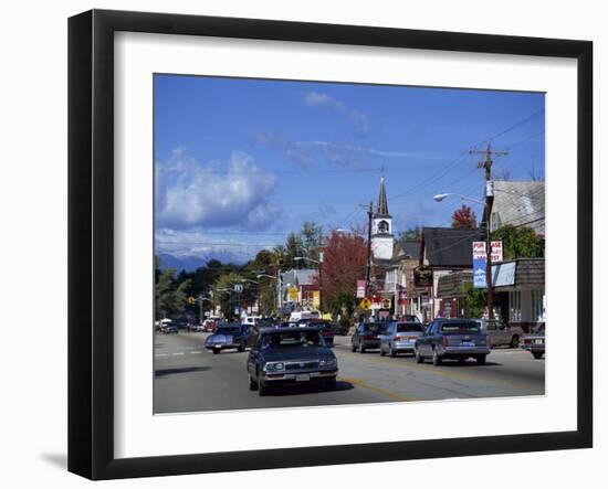 Street Scene with Cars in the Town of North Conway, New Hampshire, New England, USA-Fraser Hall-Framed Photographic Print