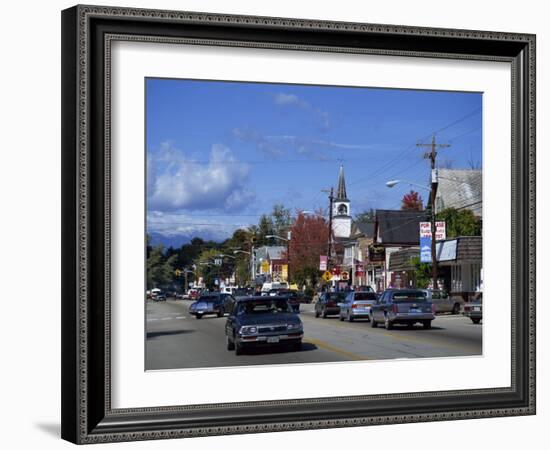 Street Scene with Cars in the Town of North Conway, New Hampshire, New England, USA-Fraser Hall-Framed Photographic Print