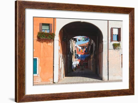 Street Scene with Clothes Drying, Venice, Italy-George Oze-Framed Photographic Print