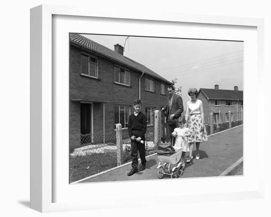 Street Scene with Family, Ollerton, North Nottinghamshire, 11th July 1962-Michael Walters-Framed Photographic Print