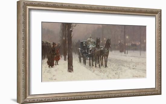 Street Scene with Hansom Cab, 1887-Frederick Childe Hassam-Framed Premium Giclee Print